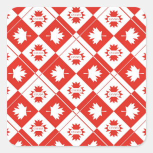 Canadian flag with maple leaves square sticker