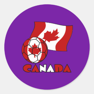 Canadian Flag with Soccer Ball Classic Round Sticker
