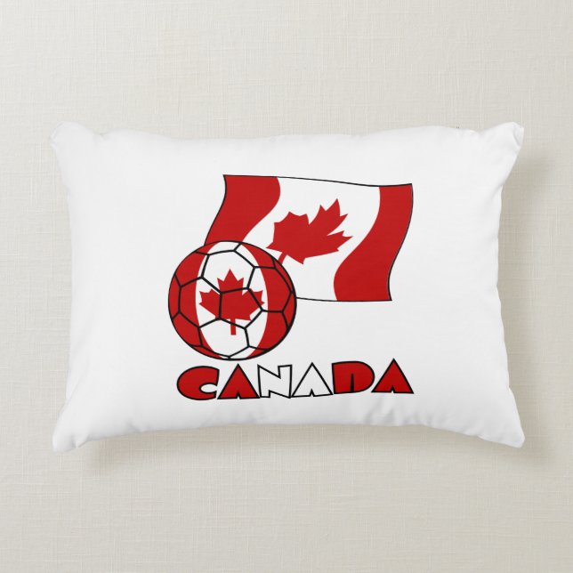 Canadian Flag with Soccer Ball Decorative Cushion (Front)