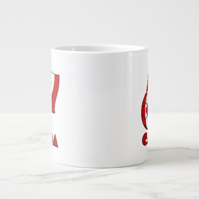 Canadian Flag with Soccer Ball Large Coffee Mug (Front)