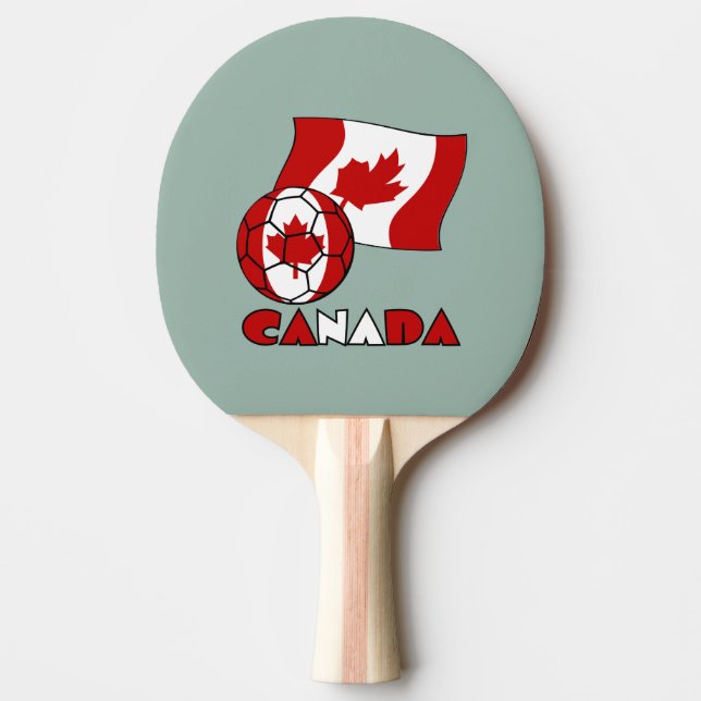 Canadian Flag with Soccer Ball Ping Pong Paddle (Front)