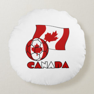 Canadian Flag with Soccer Ball Round Cushion