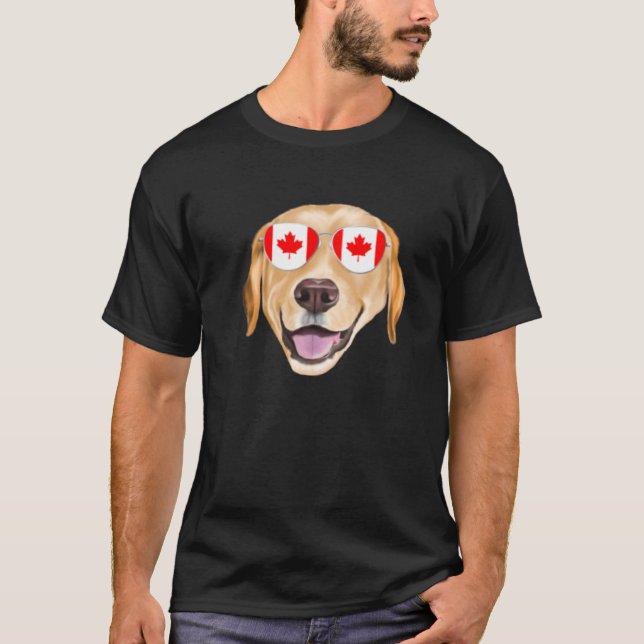 Canadian Flag Yellow Labrador Retriever Dog Canada T-Shirt (Front)