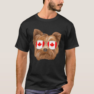 Canadian Flag Yorkshire Terrier Dog Canada Pocket T-Shirt