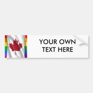 CANADIAN GAY PRIDE FLAG WAVY DESIGN BUMPER STICKER