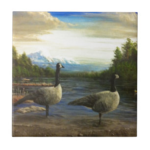 Canadian Geese at Beaver Lake. Ceramic Tile