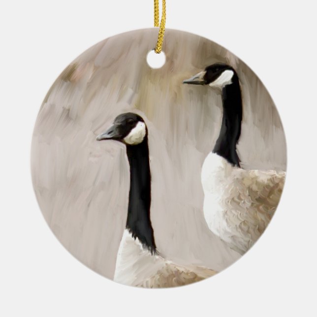 Canadian Geese Ceramic Tree Decoration (Front)