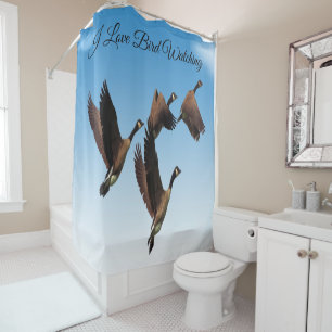 Canadian geese flying together kids design shower curtain