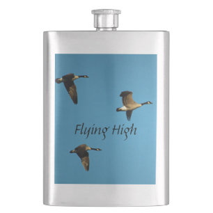 Canadian geese in flight hip flask