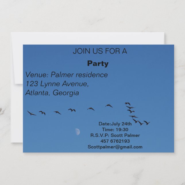 Canadian geese in flight          invitation (Front)