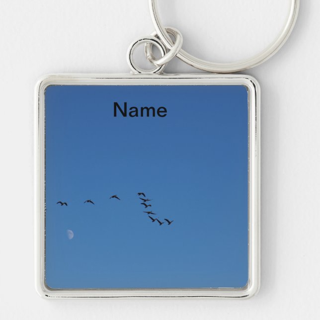 Canadian geese in flight key ring (Front)