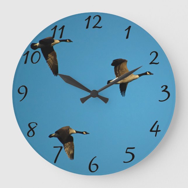 Canadian geese in flight large clock (Front)