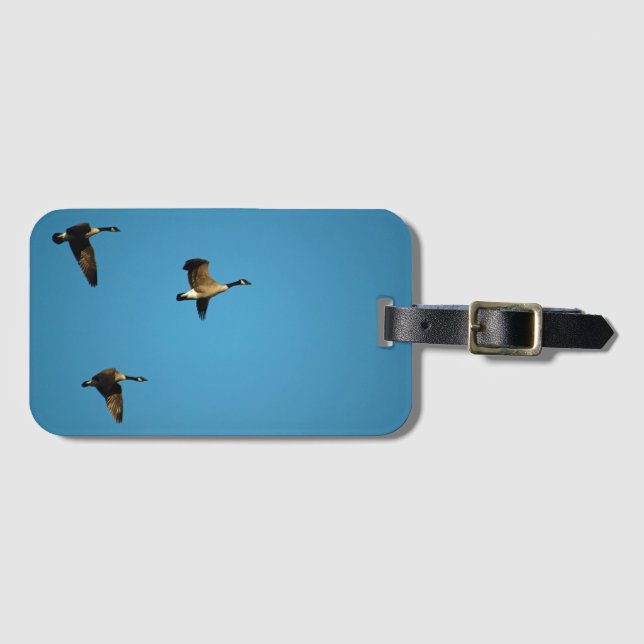 Canadian geese in flight  luggage tag (Front Horizontal)