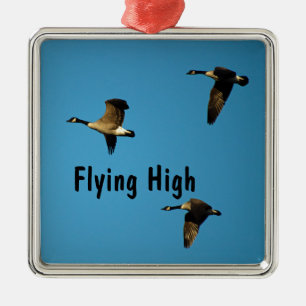 Canadian geese in flight   metal ornament