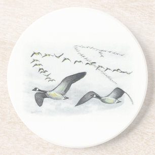 Canadian Geese Sandstone Drink Coaster. Coaster