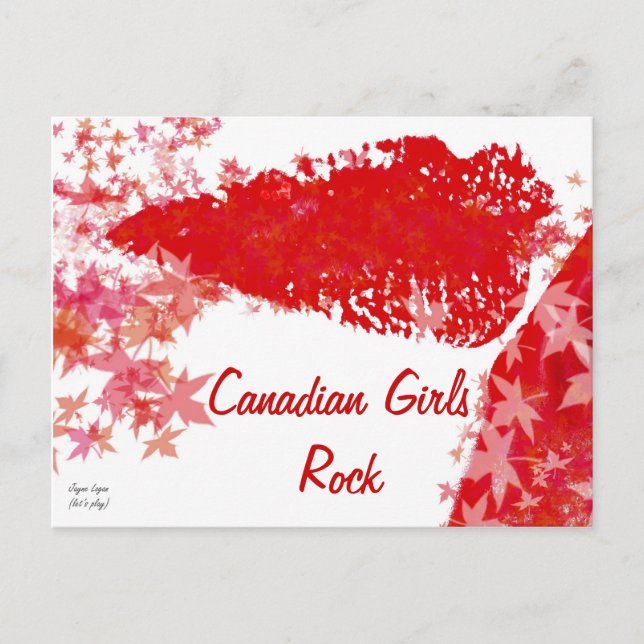 Canadian Girls Rock (Red & White) Pop Art Postcard (Front)