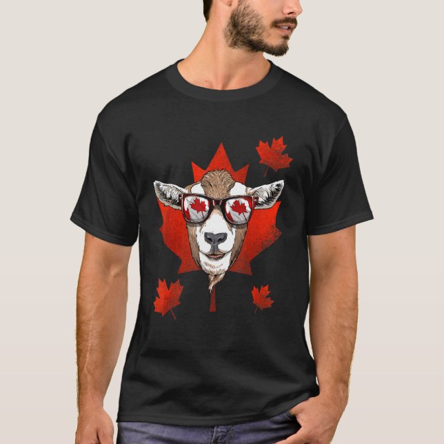 Canadian Goat Maple Leaf Patriotic Canada Flag T-Shirt (Front)