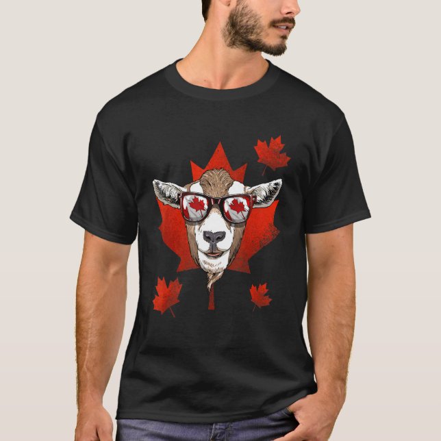 Canadian Goat Maple Tree Leaf Canada Flag Animal G T-Shirt (Front)