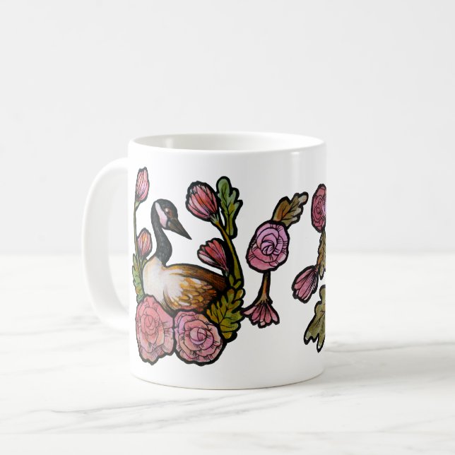 Canadian Goose Canada Geese Pink Floral Art        Coffee Mug (Front Left)