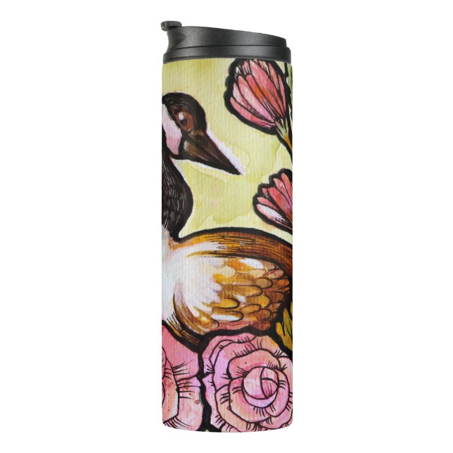 Canadian Goose Canada Geese Pink Floral Art        Thermal Tumbler (Rotated Right)