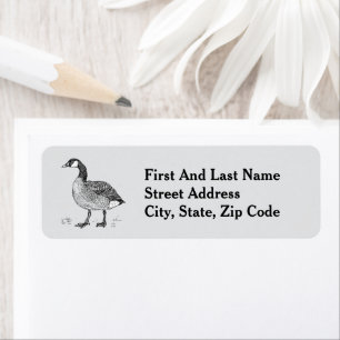 Canadian Goose Fine Art Sketch, Bird Drawing Return Address Label