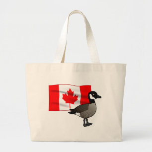 Canadian Goose & Flag Large Tote Bag