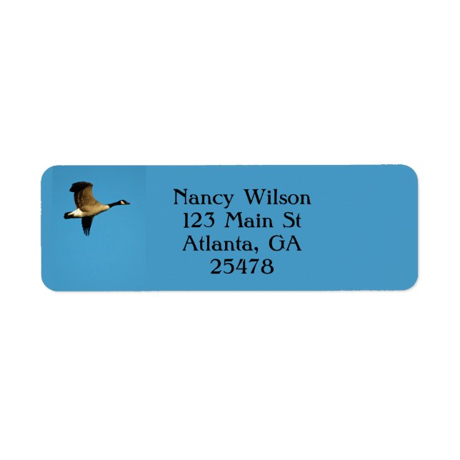Canadian goose in flight return address label (Front)