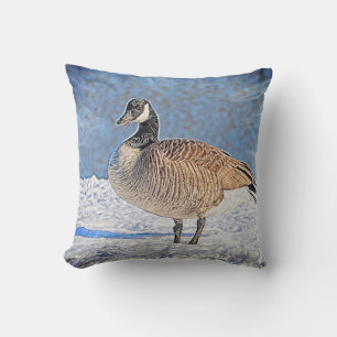 Canadian goose in the snow cushion