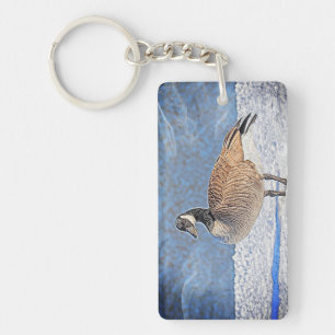 Canadian goose in the snow key ring