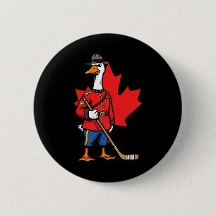 Canadian Goose Mountie Hockey Maple Leaf Canada  6 Cm Round Badge