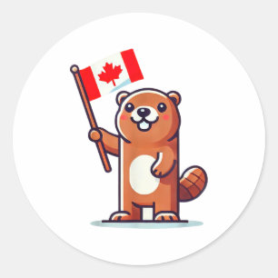 Canadian Groundhog Flag Funny Holiday Summer Canad Classic Round Sticker