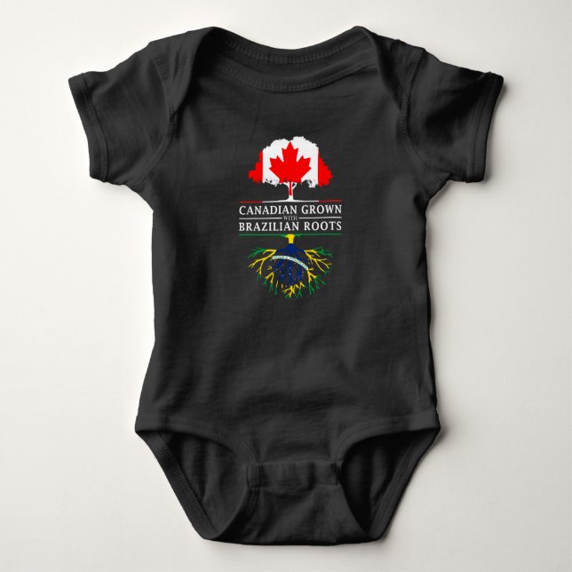 Canadian Grown with Brazilian Roots   Brazil Baby Bodysuit (Front)