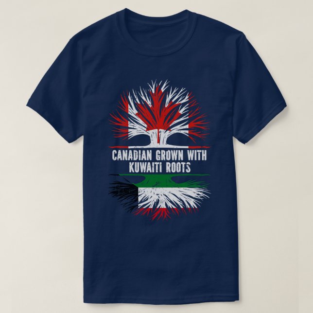 Canadian Grown with Kuwaiti Roots Canada Flag T-Shirt (Design Front)
