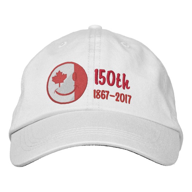 Canadian Happy Face 150th Anniversary Embroidered Hat (Front)