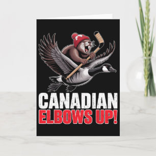 Canadian Hockey Elbows Up Retro Funny Canada Day G Card