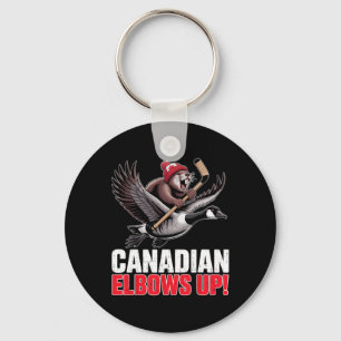 Canadian Hockey Elbows Up Retro Funny Canada Day G Key Ring