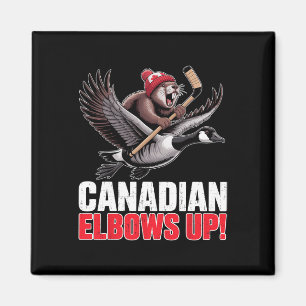 Canadian Hockey Elbows Up Retro Funny Canada Day G Magnet