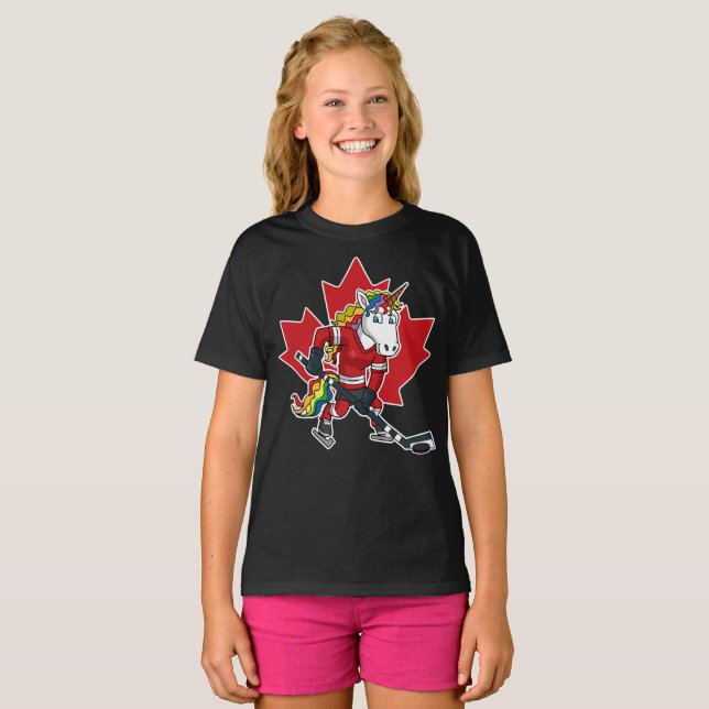 Canadian Hockey Player Unicorn Canda T-Shirt (Front Full)