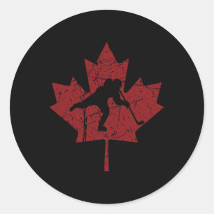 Canadian Hockey Player Vintage Canada Maple Leaf I Classic Round Sticker