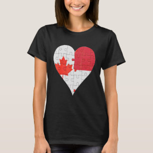 Canadian Indonesian Flag Heart T-Shirt