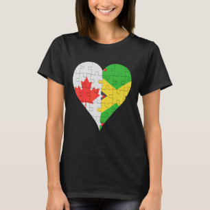 Canadian Jamaican Flag Heart T-Shirt
