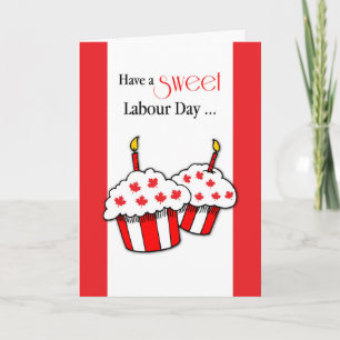 Canadian Labour Day Red Flag Maple Leaf Cupcakes Card