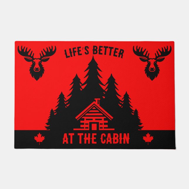 Canadian Log Cabin Funny Decorative Doormat (Front)