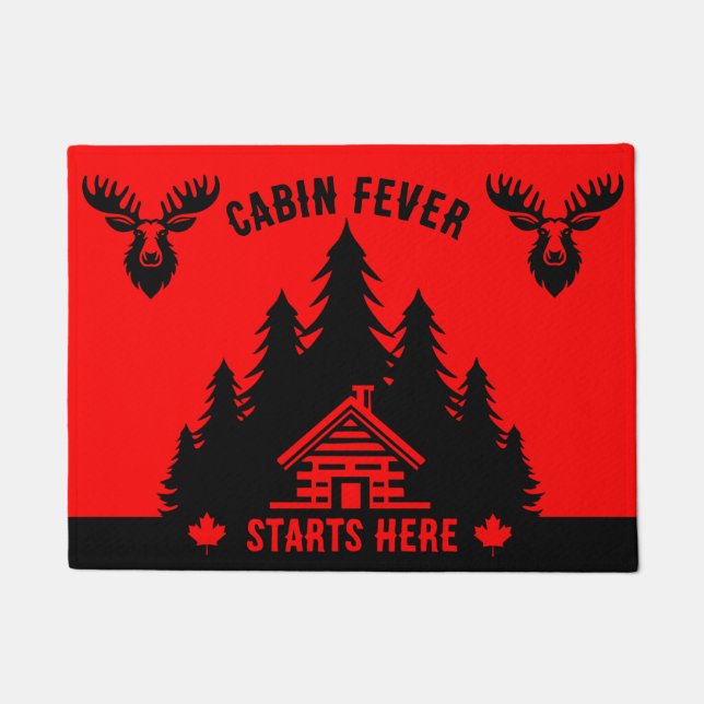 Canadian Log Cabin Funny Decorative Doormat (Front)