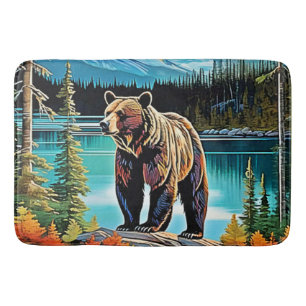 Canadian Majestic Mountain Bear Design Bath Mat