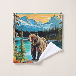 Canadian Majestic Mountain Bear Design Bath Towel Set