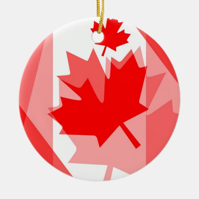 Canadian Maple Leaf all over Style CANADA Ceramic Ornament (Front)