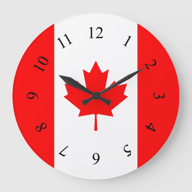Canadian Maple Leaf Canada Large Clock (Front)