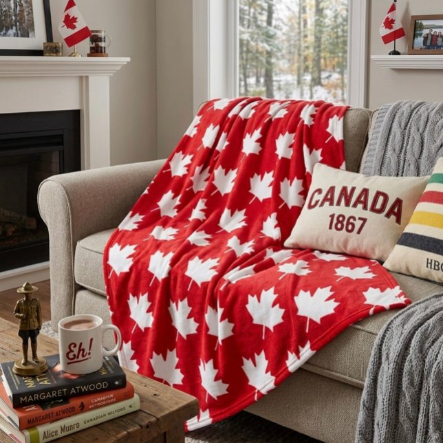 Canadian maple leaf. CANADA. Patriotic.   Fleece Blanket (Creator Uploaded)