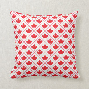 Canadian Maple Leaf Design in Red and White Cushion
